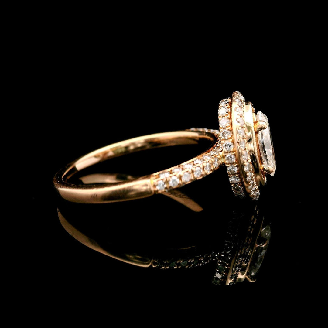 14k Rose Gold and 0.75cttw Diamond Halo Ring Size 7