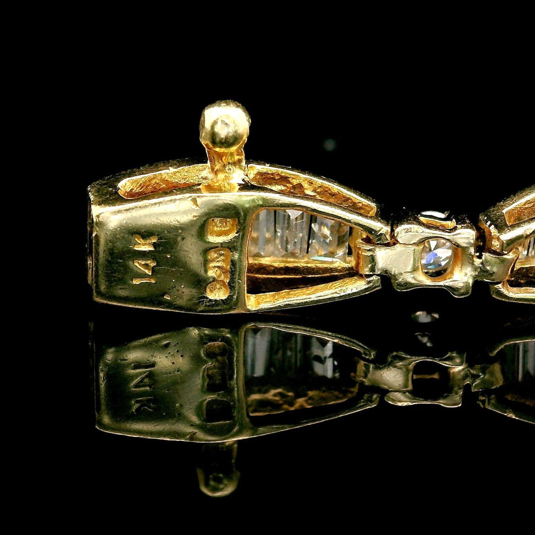 14k Yellow Gold and 2.5cttw Baguette and Round Diamond Bracelet 7.25"
