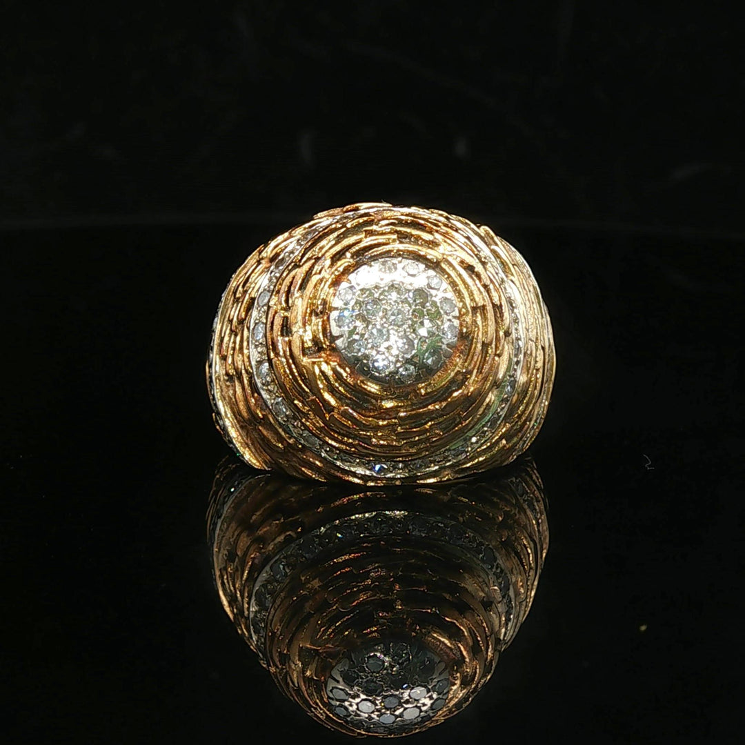 14k Yellow Gold and Diamond 11.4g Ladies Vintage Ring Size 6