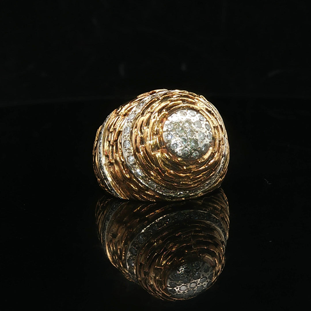 14k Yellow Gold and Diamond 11.4g Ladies Vintage Ring Size 6