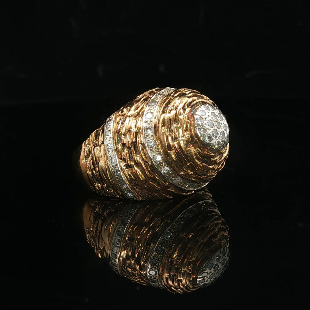 14k Yellow Gold and Diamond 11.4g Ladies Vintage Ring Size 6