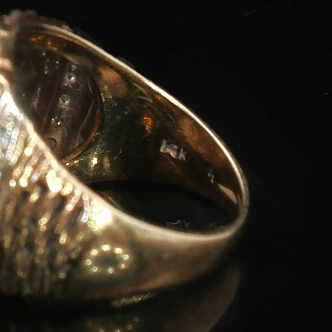 14k Yellow Gold and Diamond 11.4g Ladies Vintage Ring Size 6
