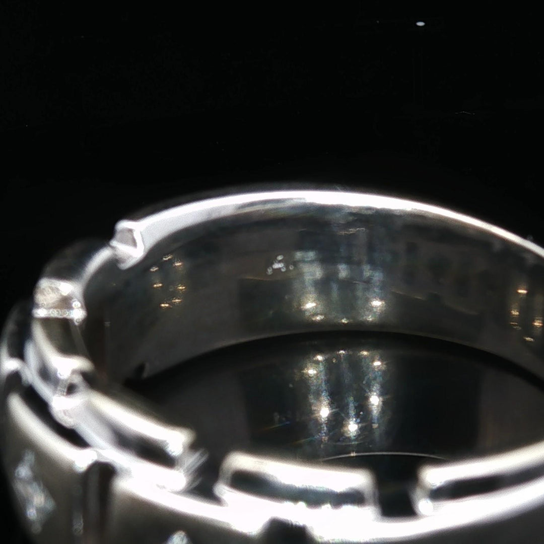 14k White Gold and Princess Cut Diamond Men's Band Ring Size 10