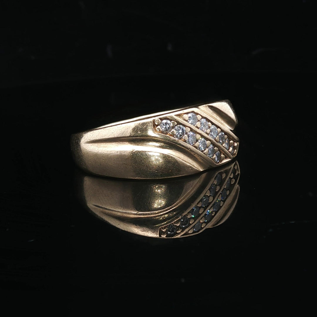 14k Yellow Gold and Diamond 10.8g Solid Heavy Men's Ring Size 12.5