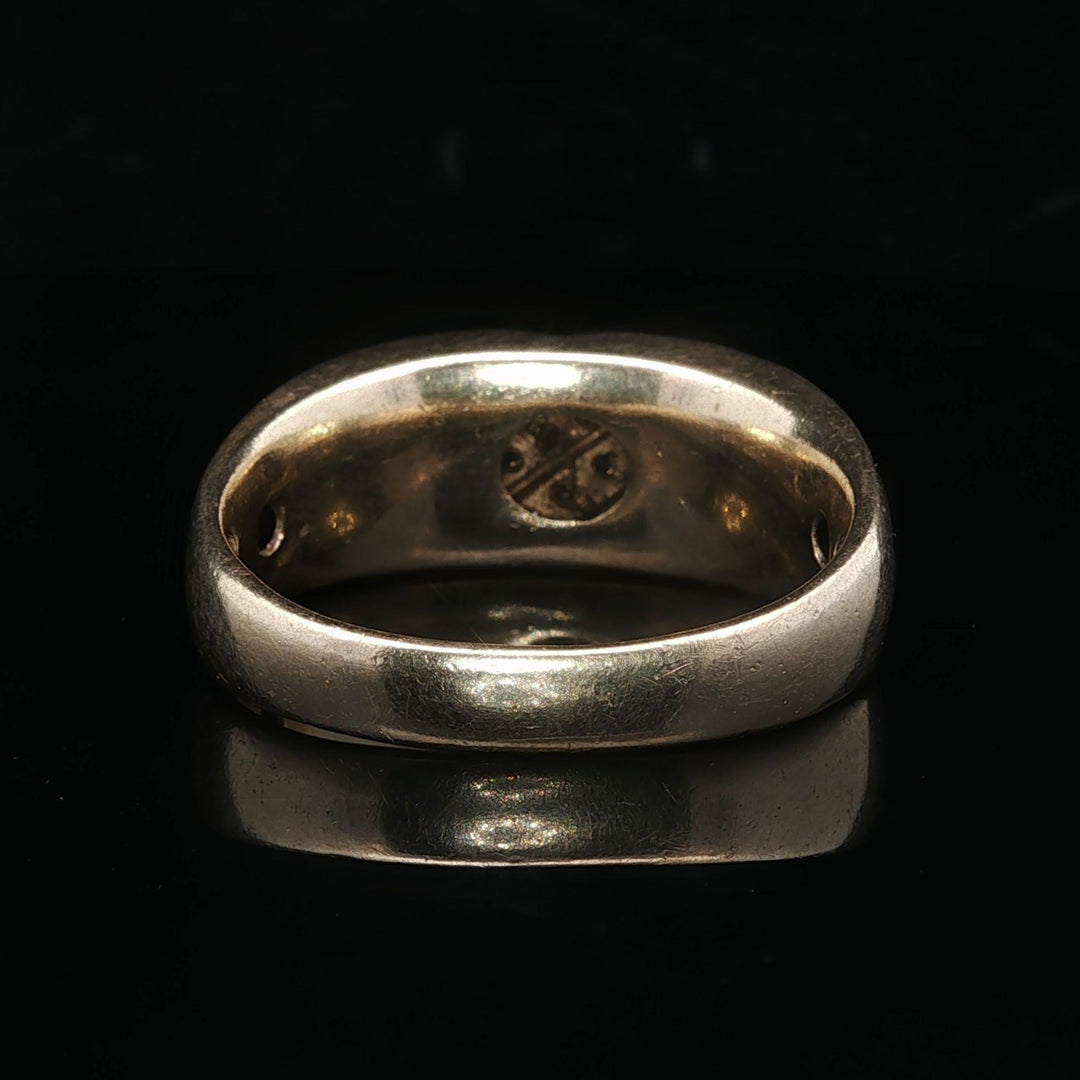 14k Yellow Gold and Diamond 10.8g Solid Heavy Men's Ring Size 12.5