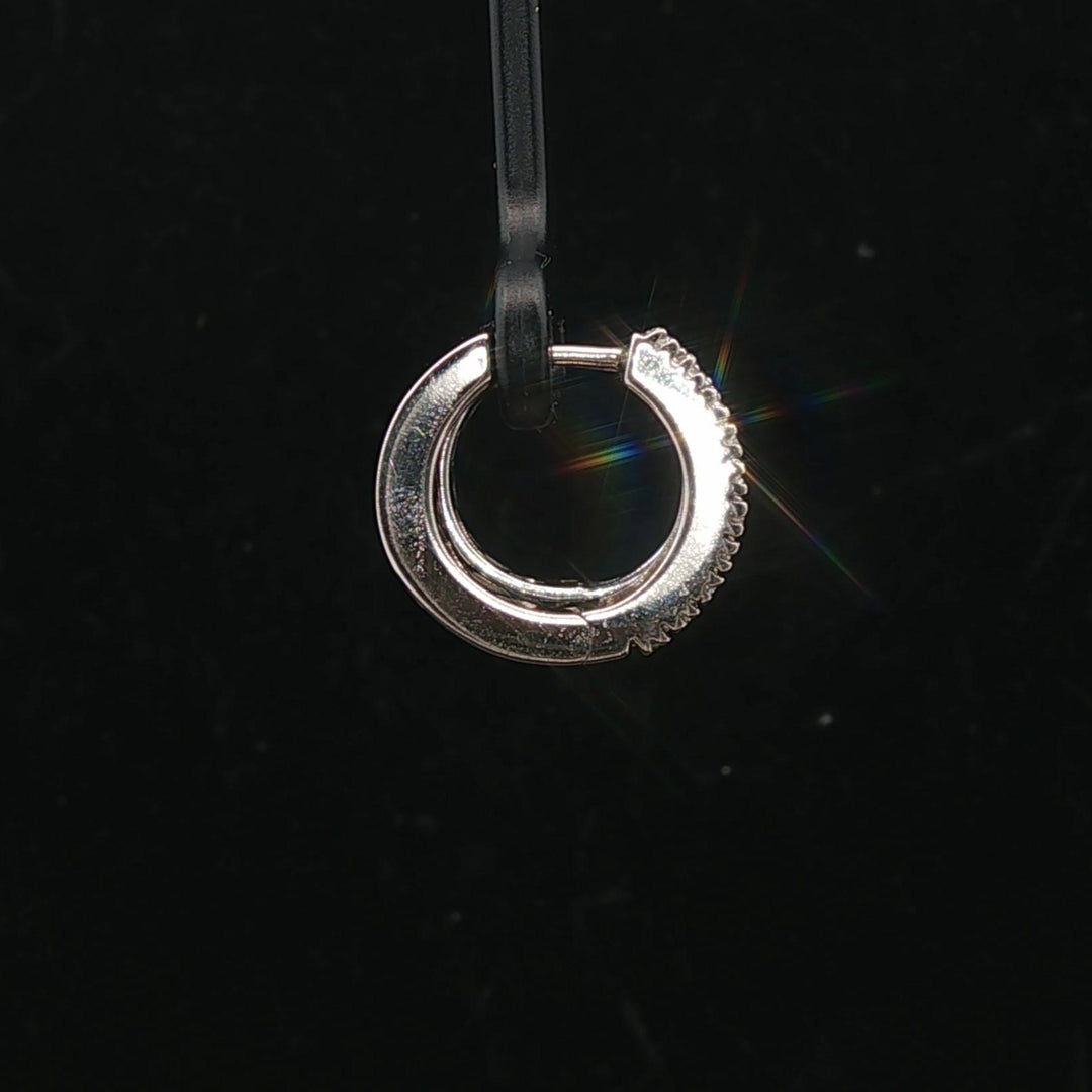 14k White Gold and 1cttw White and Chocolate Diamond Huggie Earrings