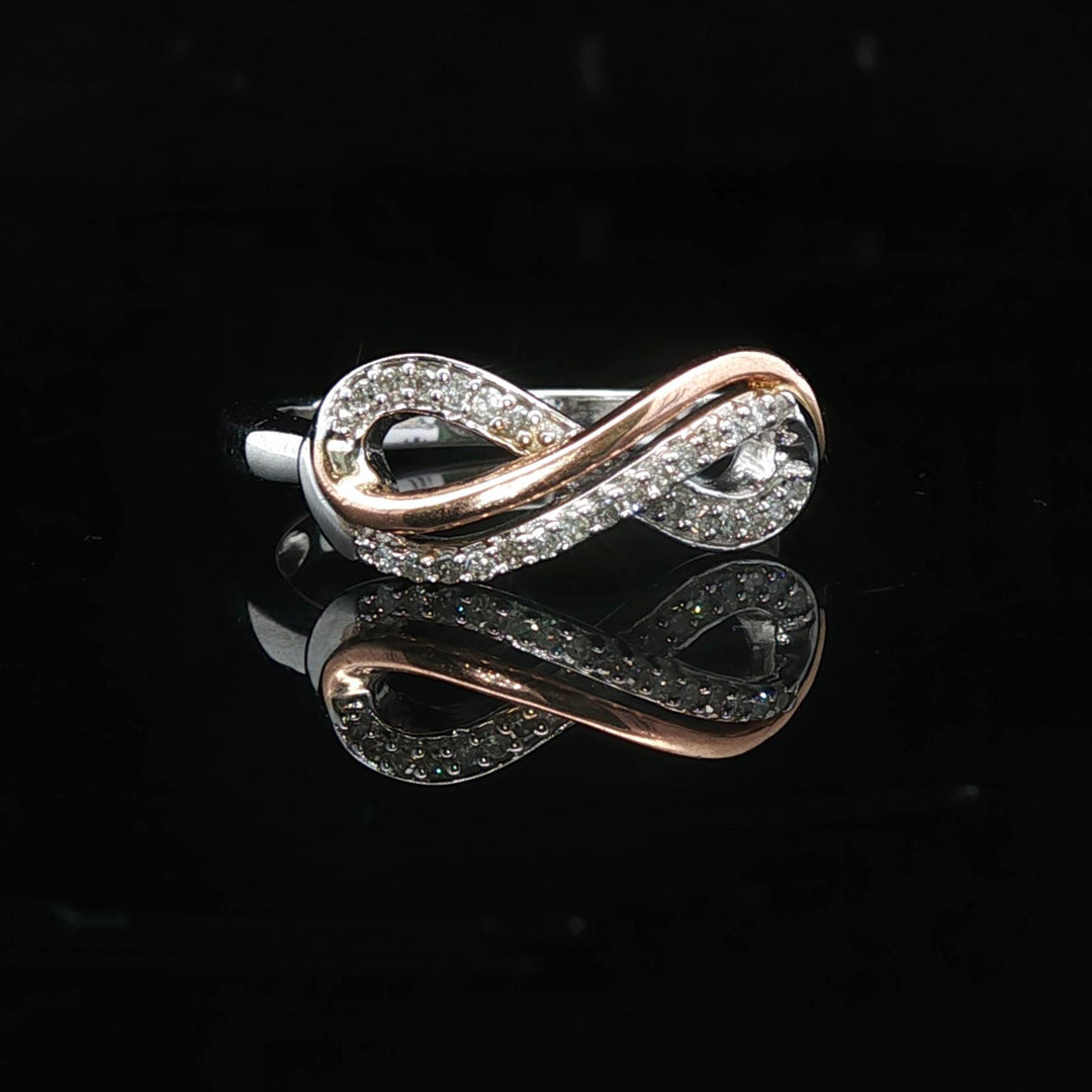 10k White and Rose Gold Diamond Infinity Band Ring Size 6.25