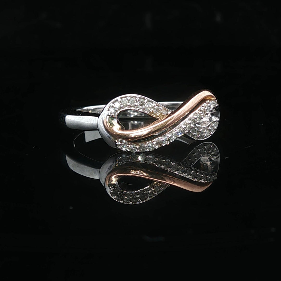 10k White and Rose Gold Diamond Infinity Band Ring Size 6.25
