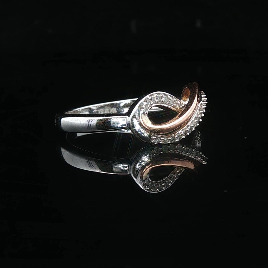 10k White and Rose Gold Diamond Infinity Band Ring Size 6.25