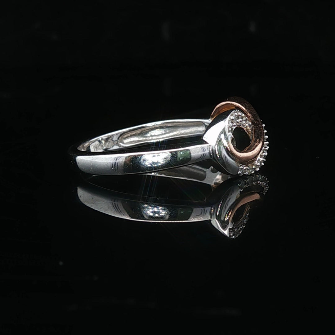 10k White and Rose Gold Diamond Infinity Band Ring Size 6.25