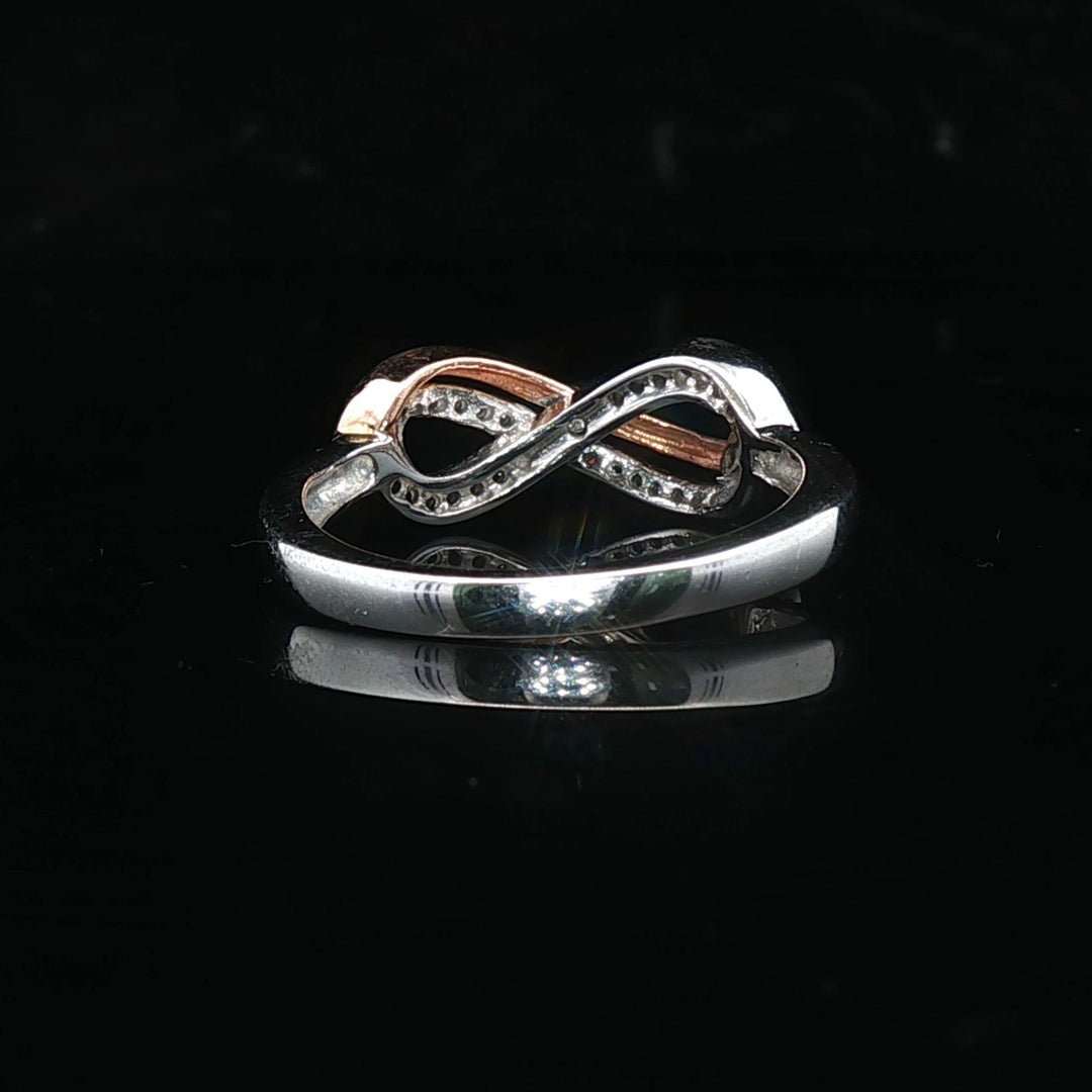 10k White and Rose Gold Diamond Infinity Band Ring Size 6.25
