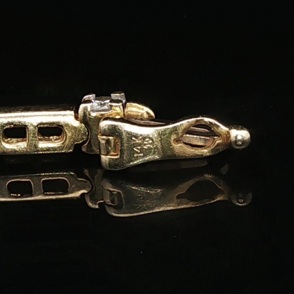 14k Yellow Gold and 0.85cttw Diamond Bar Link Bracelet 7.25"