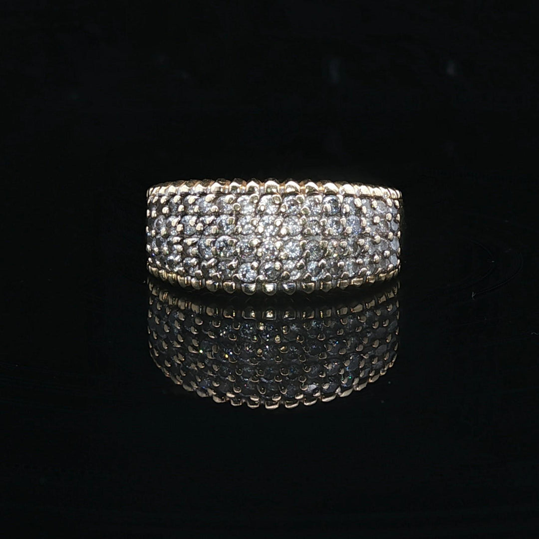 14k Yellow Gold and 1cttw Diamond Vintage Graduated Band Ring Size 9