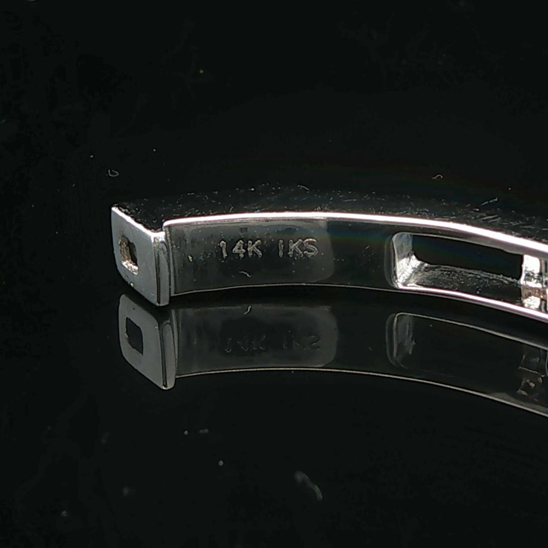 14k White Gold and 1cttw Baguette and Round Cut Diamond Hoop Earrings 1.5"