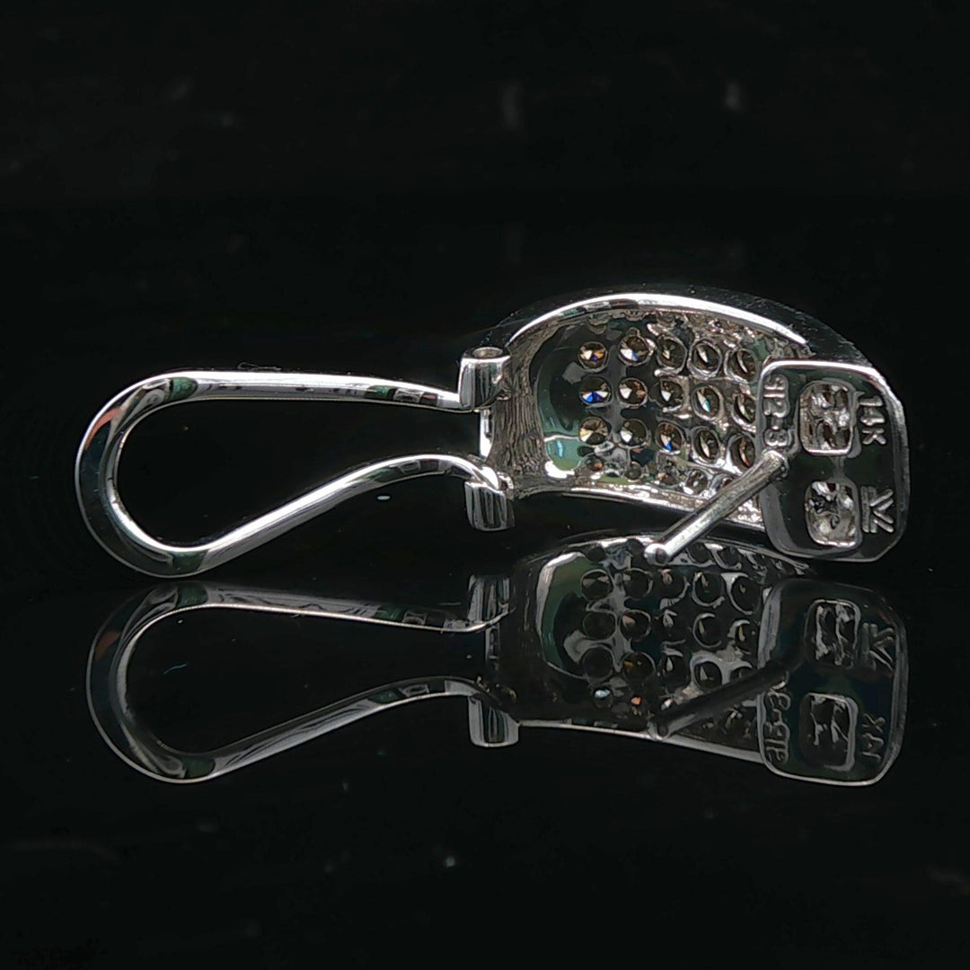 14k White Gold and 2.5cttw White and Chocolate Diamond Huggie Earrings