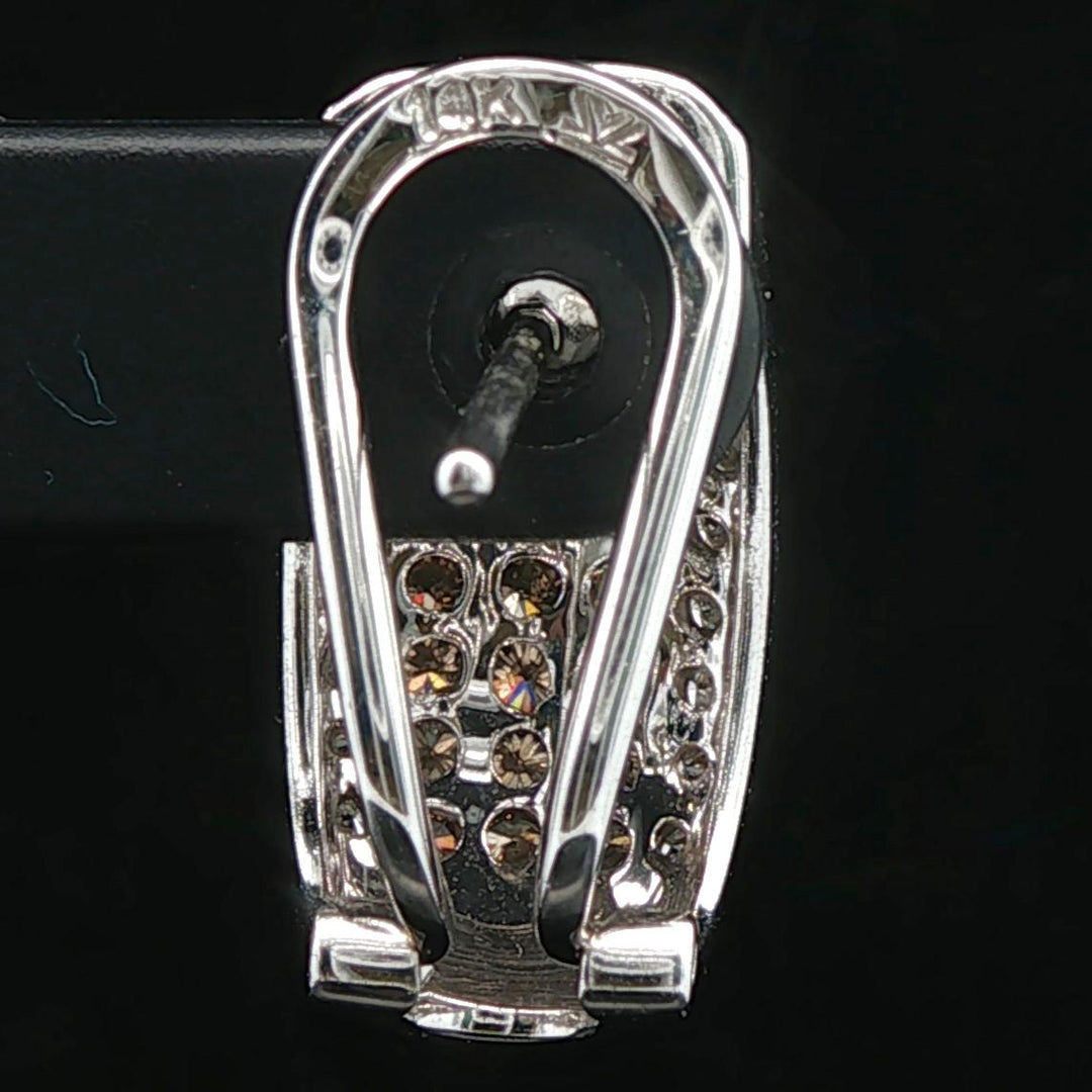 14k White Gold and 2.5cttw White and Chocolate Diamond Huggie Earrings