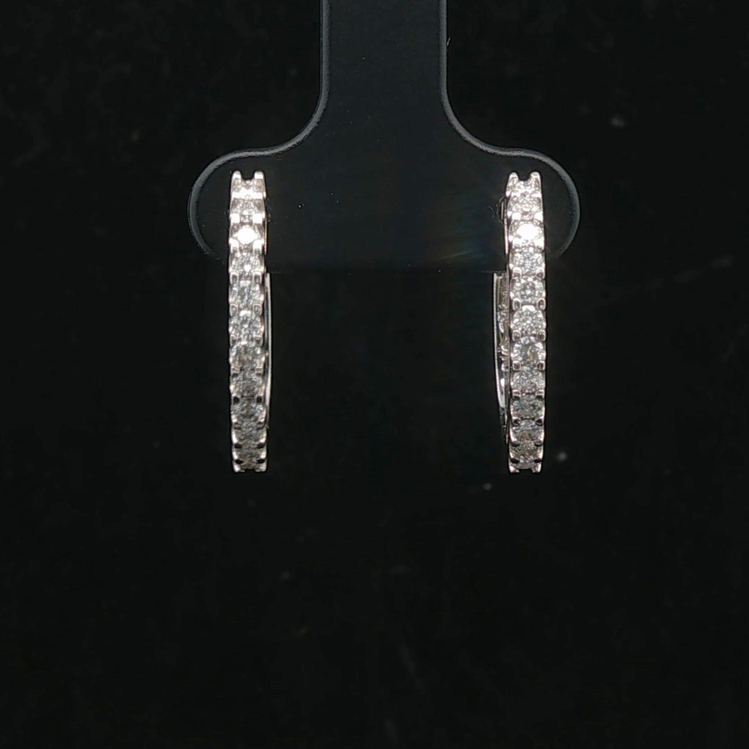 14k White Gold and 0.50cttw Diamond Small Hoop Earrings