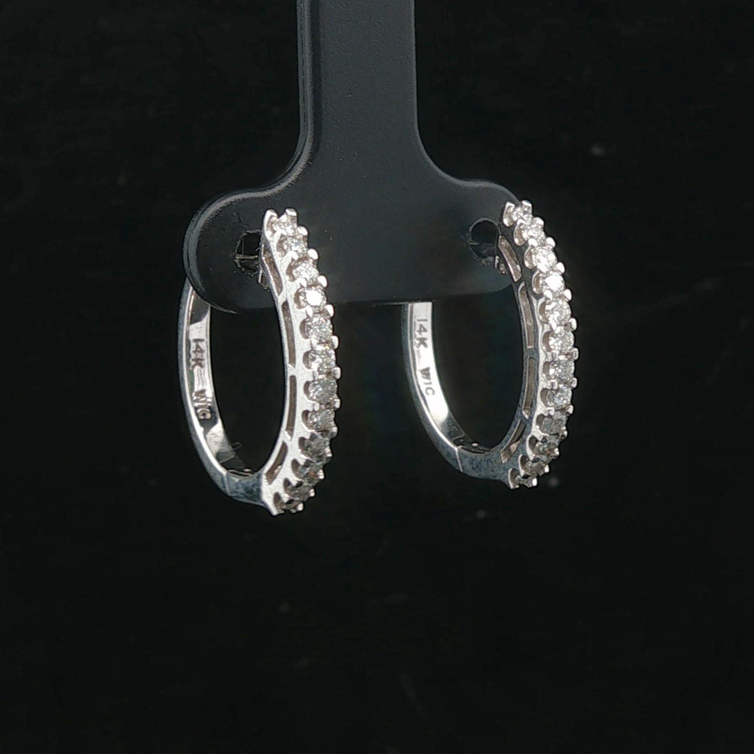 14k White Gold and 0.50cttw Diamond Small Hoop Earrings