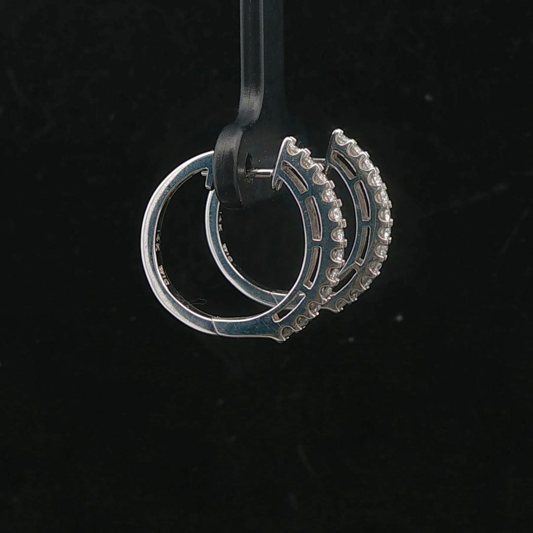 14k White Gold and 0.50cttw Diamond Small Hoop Earrings