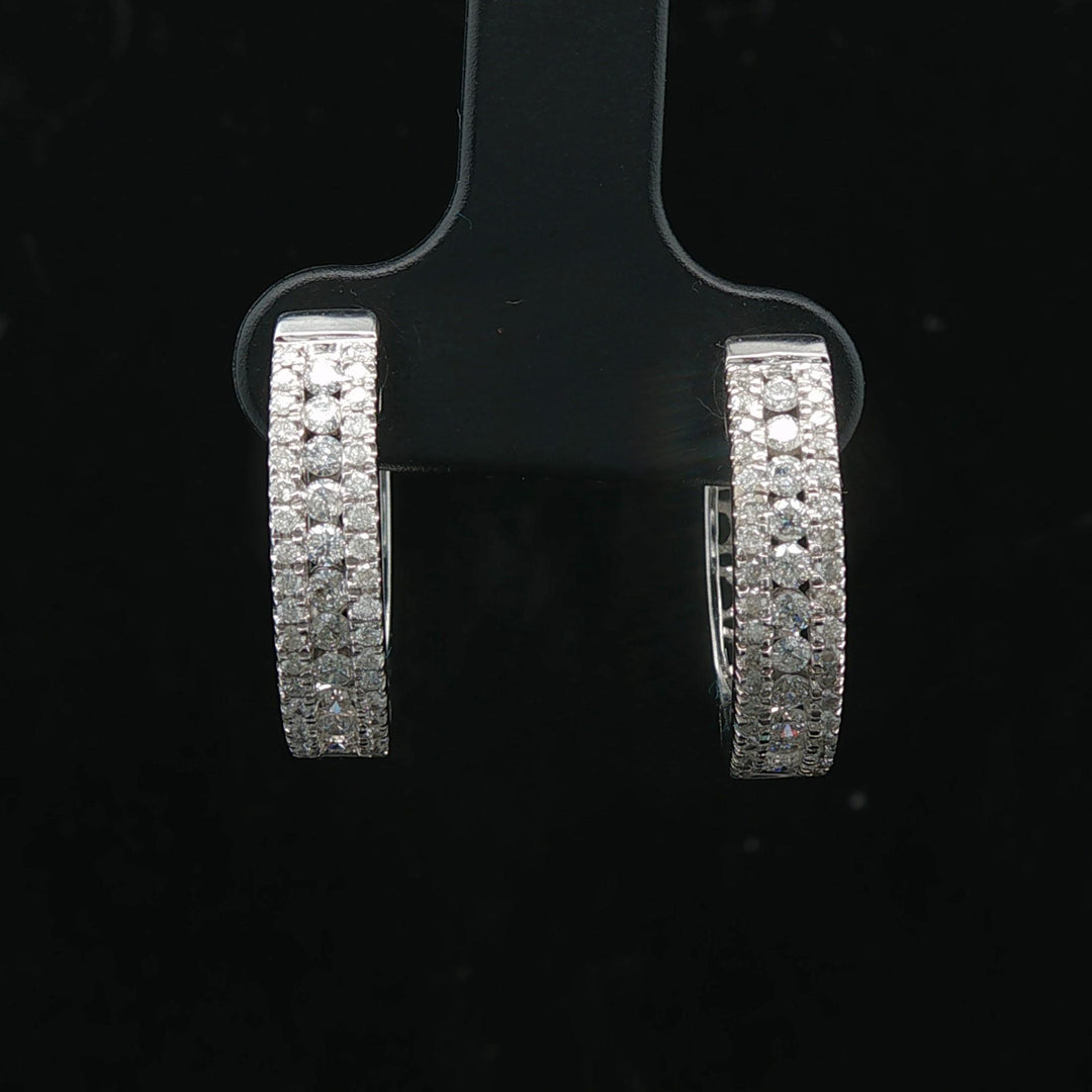 14k White Gold and 1cttw Diamond Small Hoop Earrings