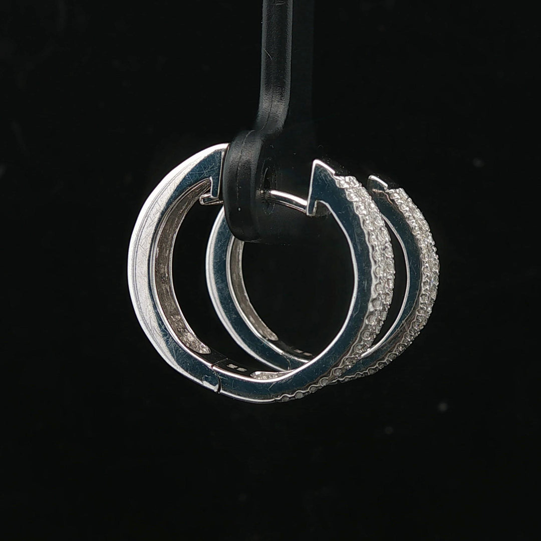 14k White Gold and 1cttw Diamond Small Hoop Earrings
