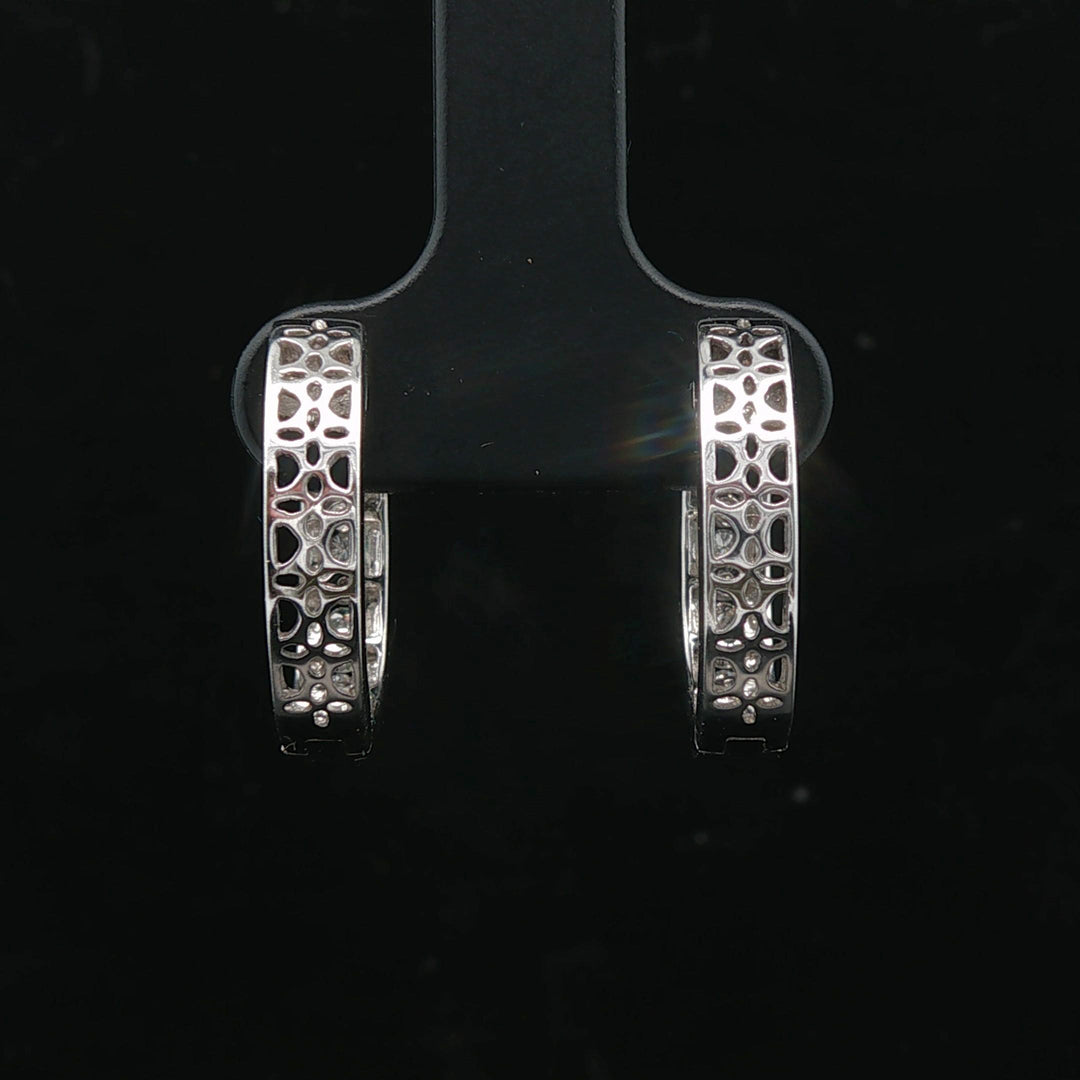 14k White Gold and 1cttw Diamond Small Hoop Earrings