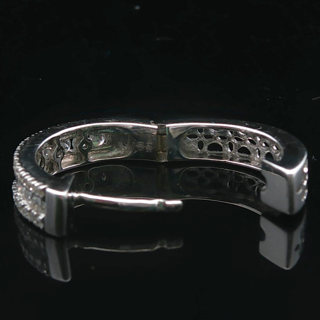 14k White Gold and 1cttw Diamond Small Hoop Earrings