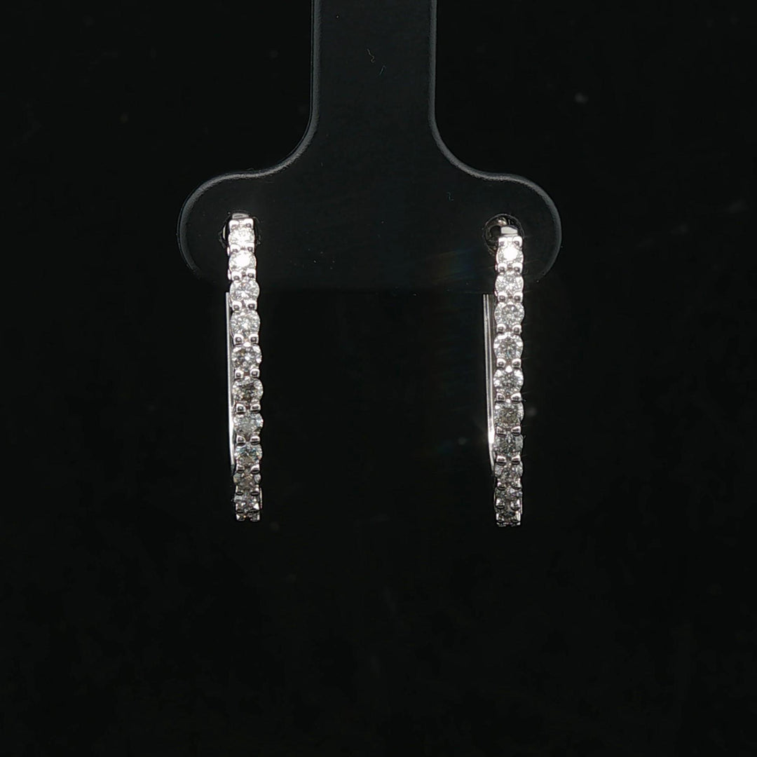 14k White Gold and 0.50cttw Diamond Small Oval Hoop Earrings