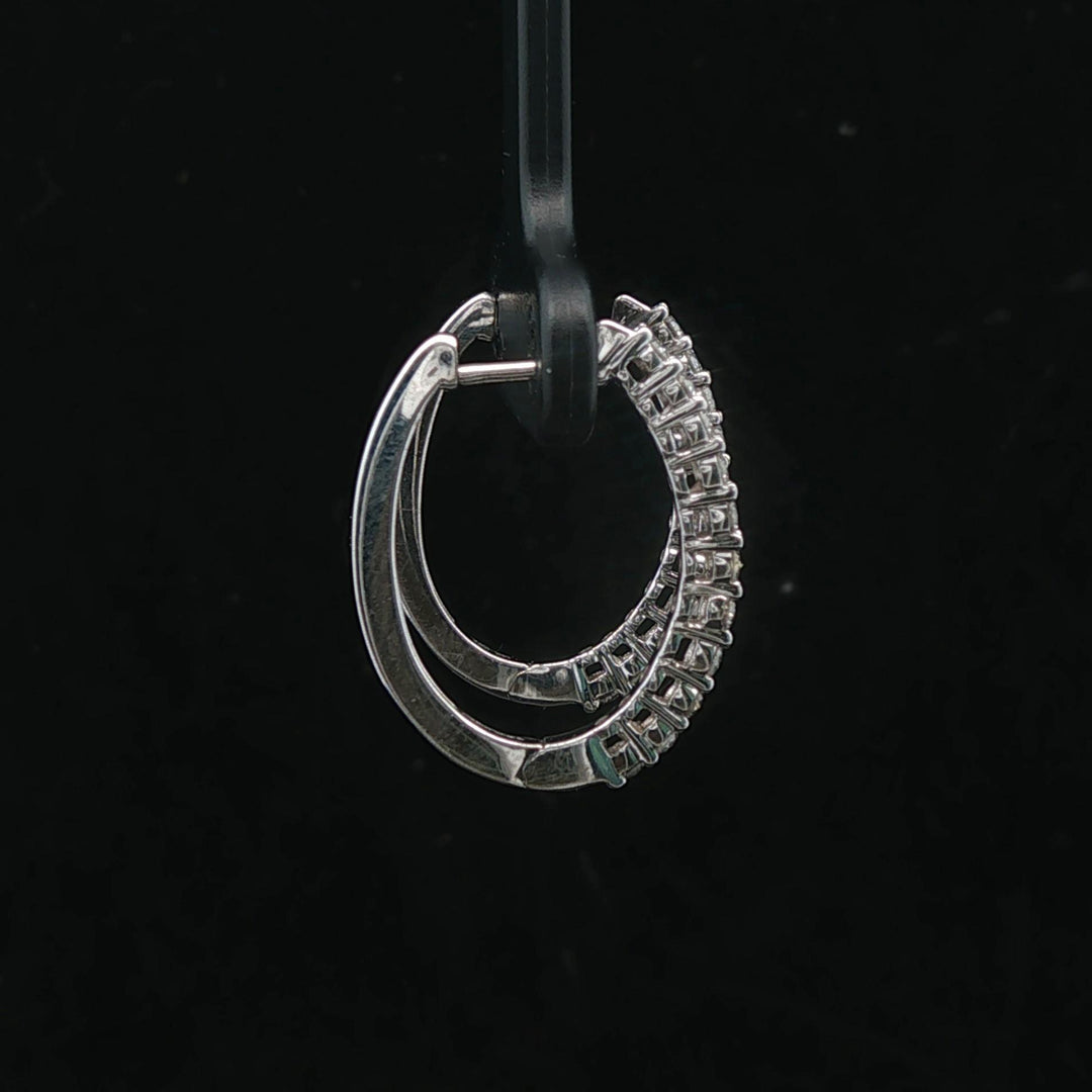 14k White Gold and 0.50cttw Diamond Small Oval Hoop Earrings