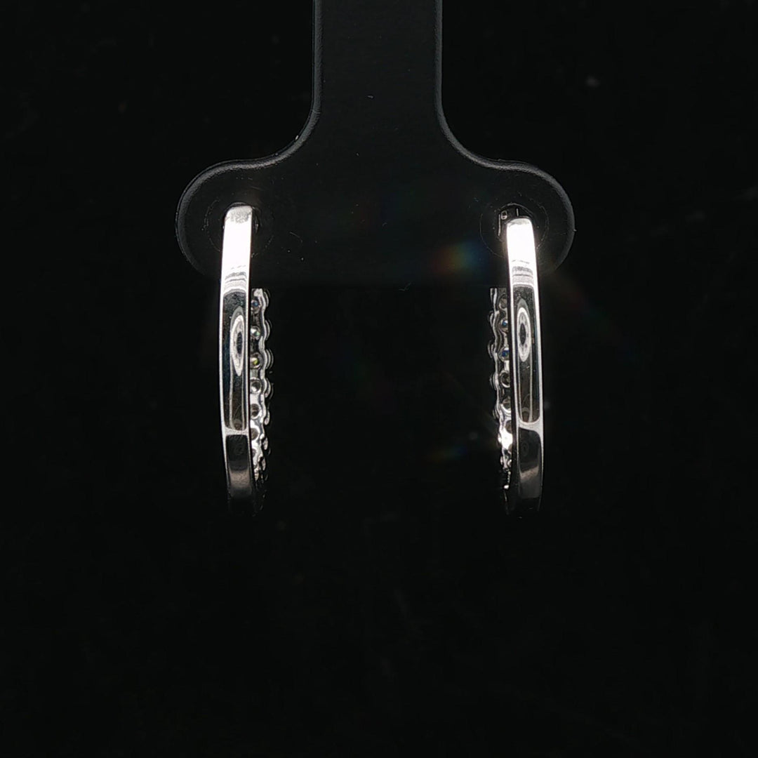 14k White Gold and 0.50cttw Diamond Small Oval Hoop Earrings