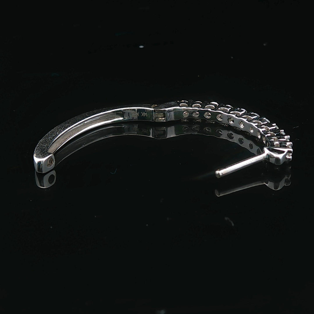 14k White Gold and 0.50cttw Diamond Small Oval Hoop Earrings