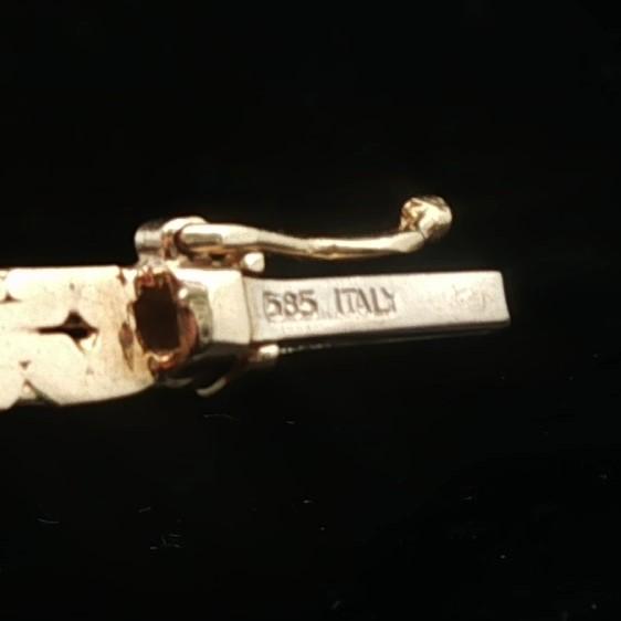 14k Yellow Gold Emerald and Diamond Vintage Ladies Bracelet Italy 7"