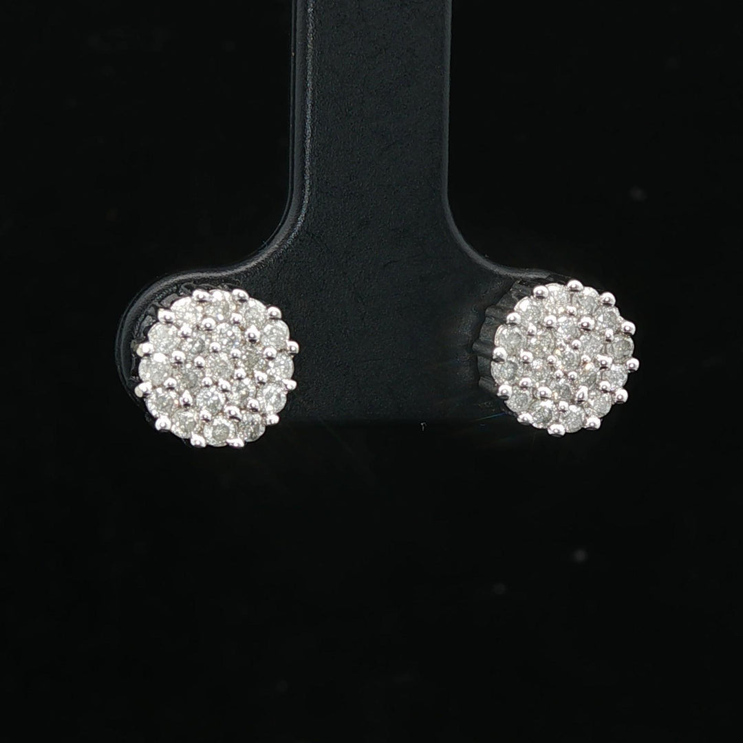 14k White Gold and 1cttw Diamond Cluster Stud Earrings