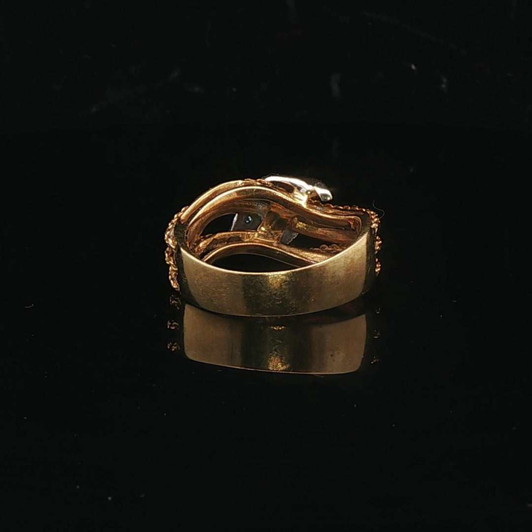 18k Yellow and White Gold Diamond Ladies Vintage Ring Size 7