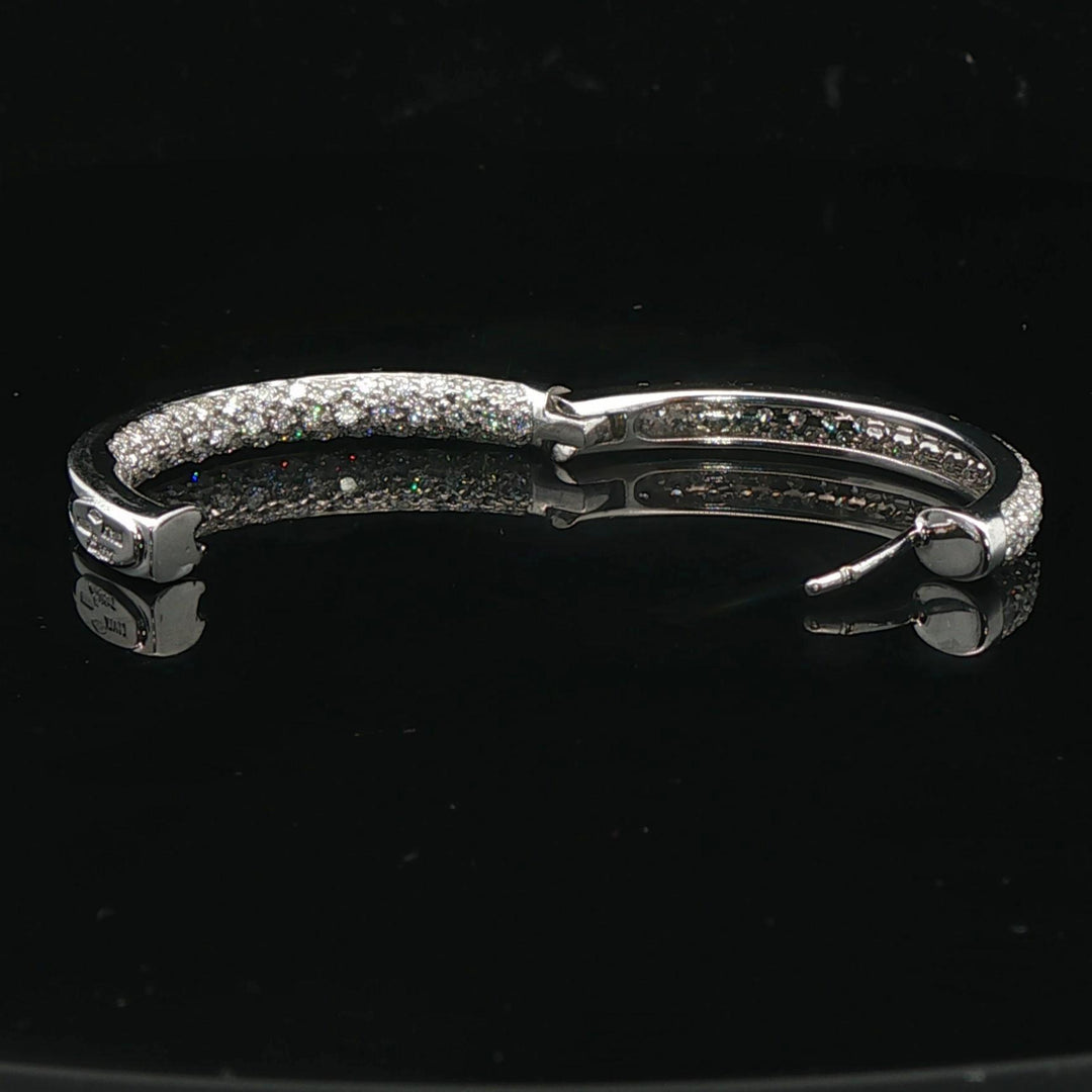 18k White Gold and 3.30cttw Diamond Solid 15.7g Inside Out Hoop Earrings Italy