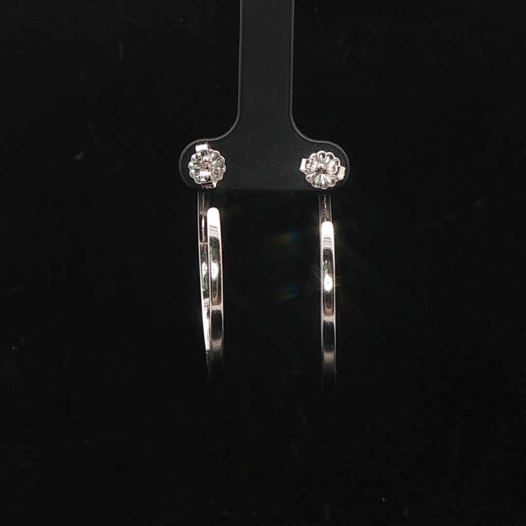 14k White Gold and 1cttw Diamond Hoop Earrings 1.25"