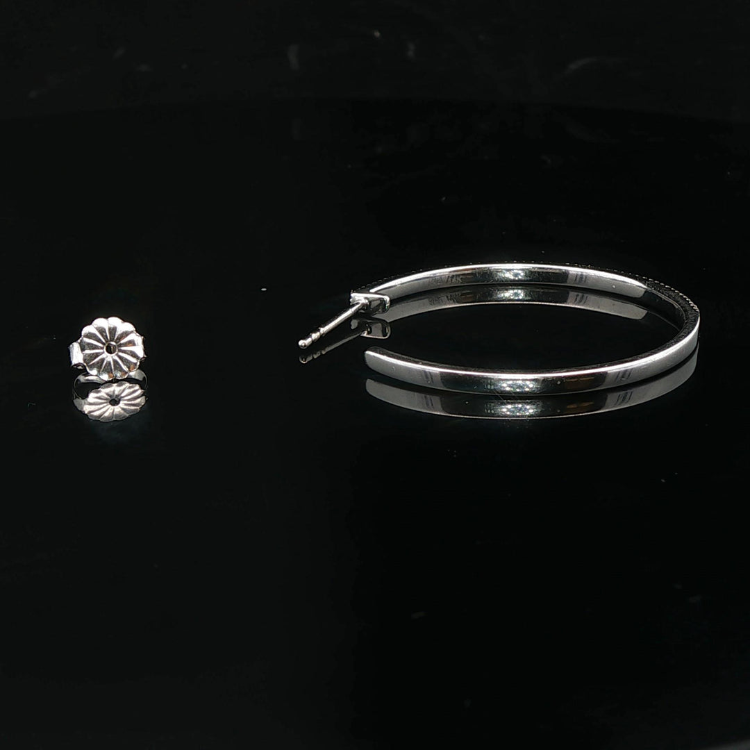 14k White Gold and 1cttw Diamond Hoop Earrings 1.25"