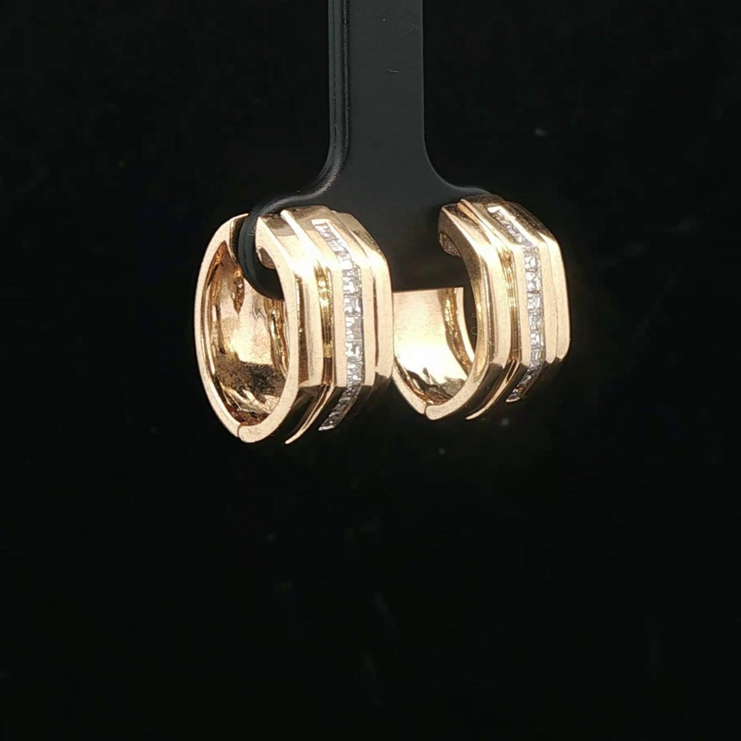 14k Yellow Gold and Diamond 10.2g Solid Huggie Earrings