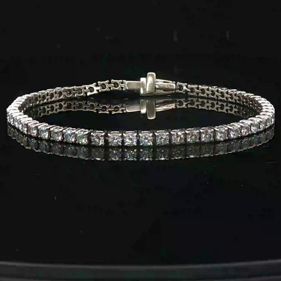 14k White Gold and 3.5cttw Diamond Vintage Tennis Bracelet Italy 6.75"
