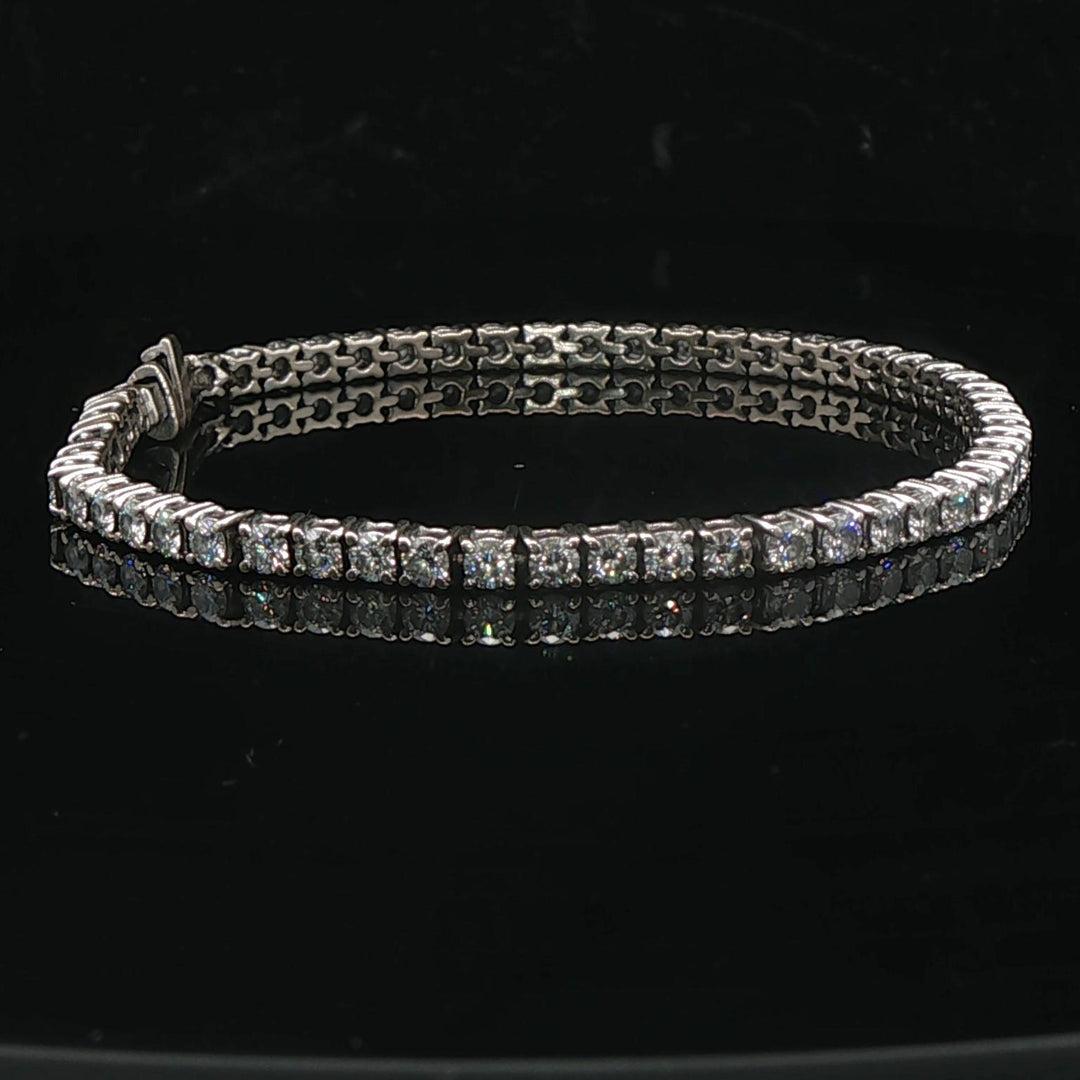 14k White Gold and 3.5cttw Diamond Vintage Tennis Bracelet Italy 6.75"