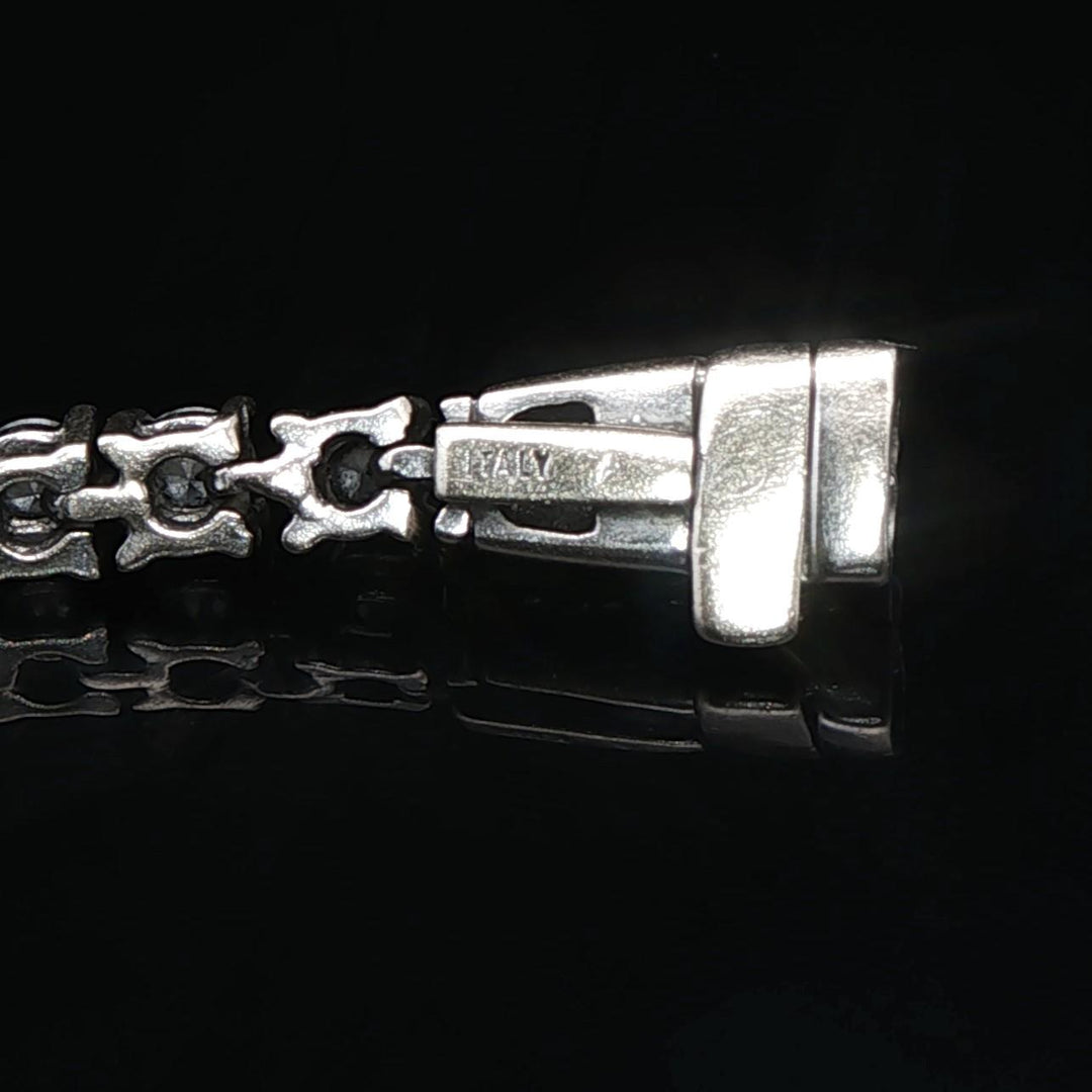 14k White Gold and 3.5cttw Diamond Vintage Tennis Bracelet Italy 6.75"