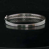 14k White and Yellow Gold Diamond Solid Heavy 22.4g Bangle Bracelet 6.75"