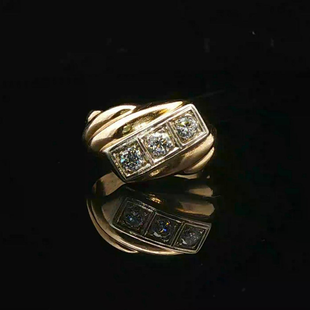 14k Yellow Gold and 0.75cttw Diamond Men's Vintage Ring Size 9.5