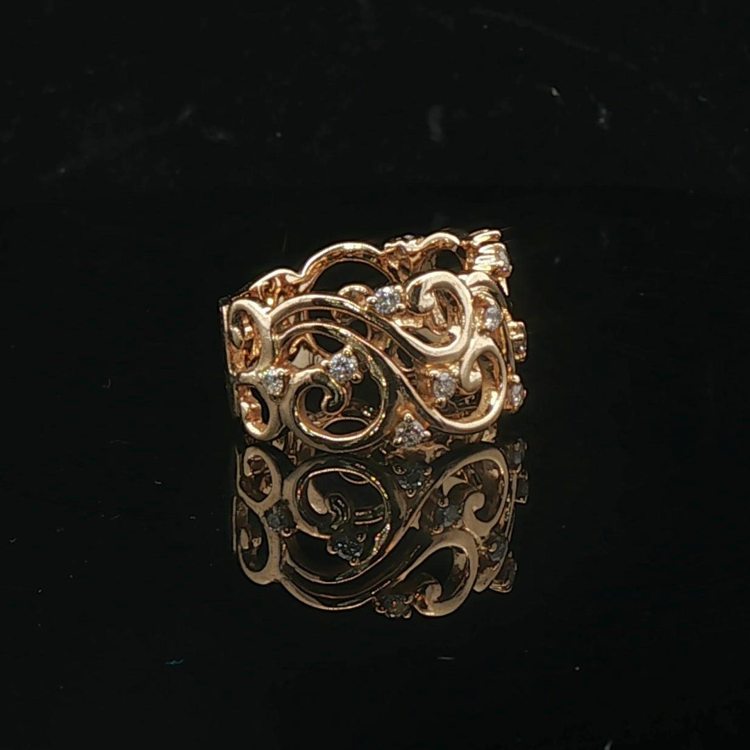 Effy 14k Yellow Gold and Diamond 7.7g Fancy Open Band Ring Size 7