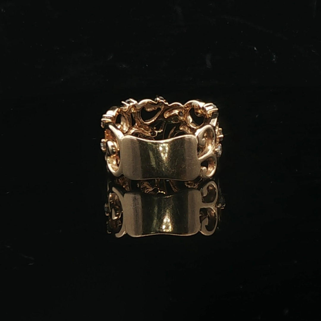 Effy 14k Yellow Gold and Diamond 7.7g Fancy Open Band Ring Size 7