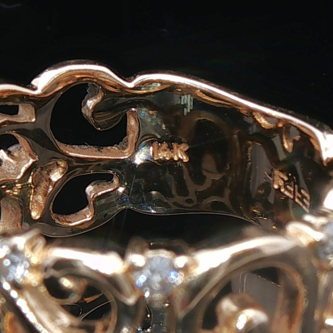 Effy 14k Yellow Gold and Diamond 7.7g Fancy Open Band Ring Size 7