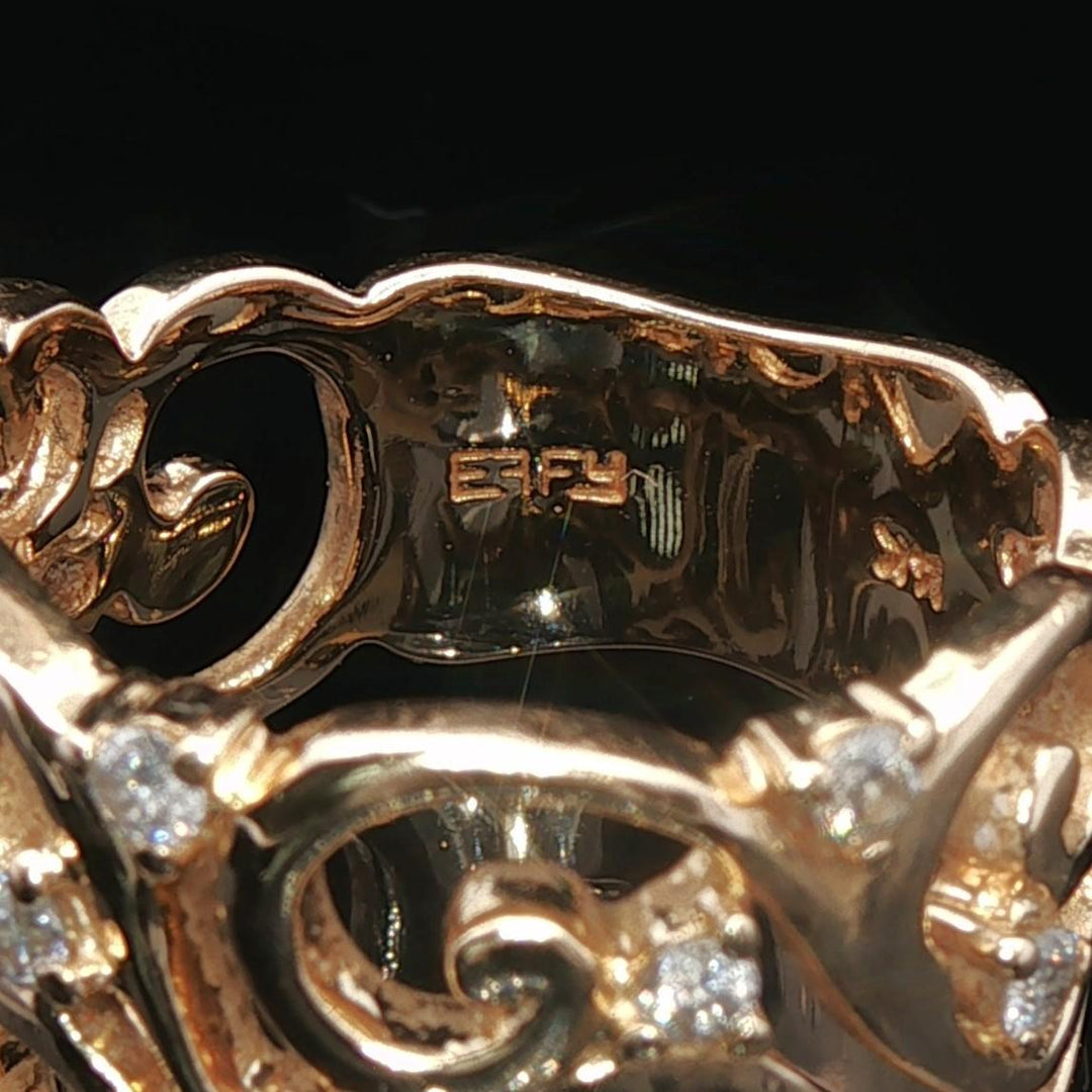 Effy 14k Yellow Gold and Diamond 7.7g Fancy Open Band Ring Size 7