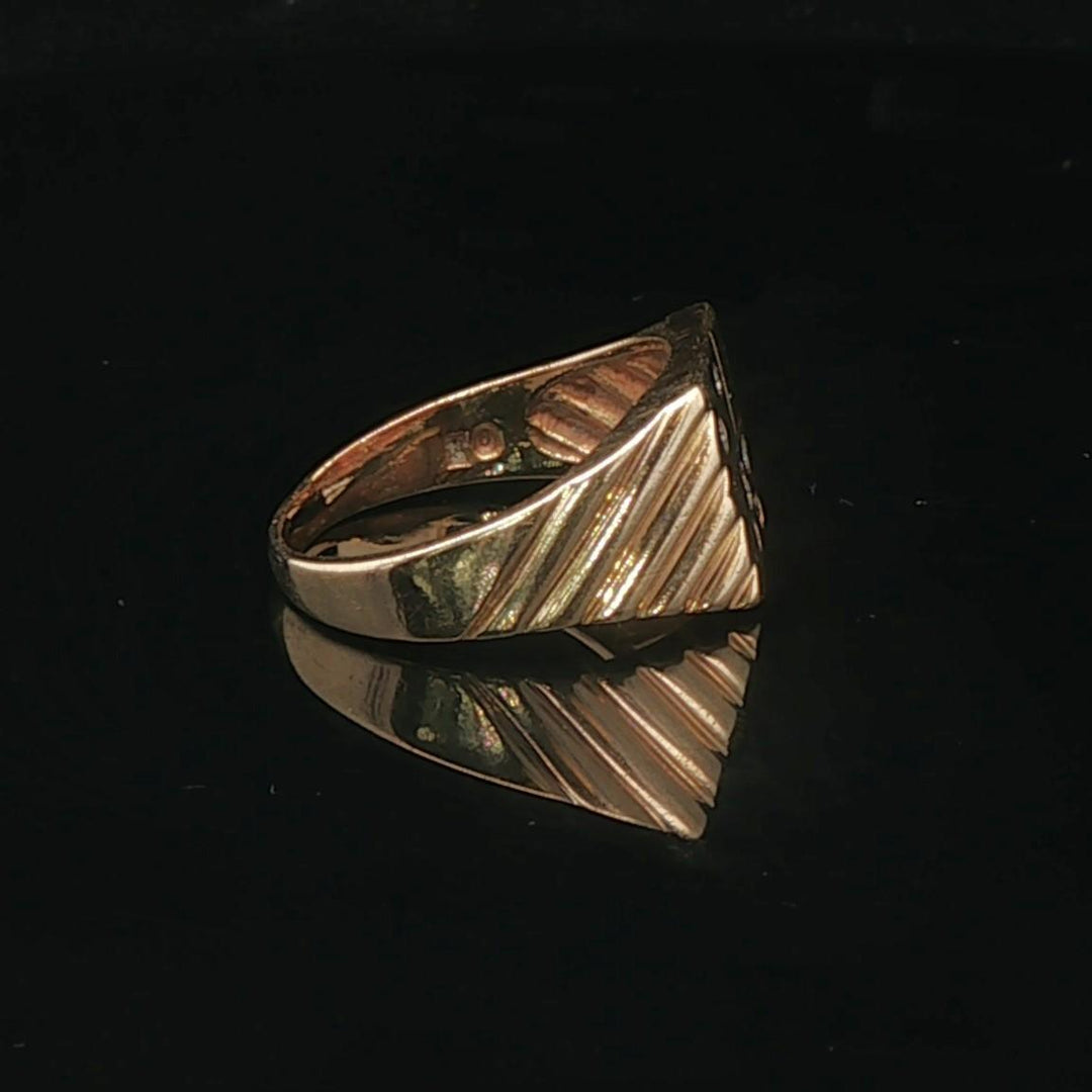 14k Yellow Gold and Diamond Men's Vintage "7" Signet Pinky Ring Size 9