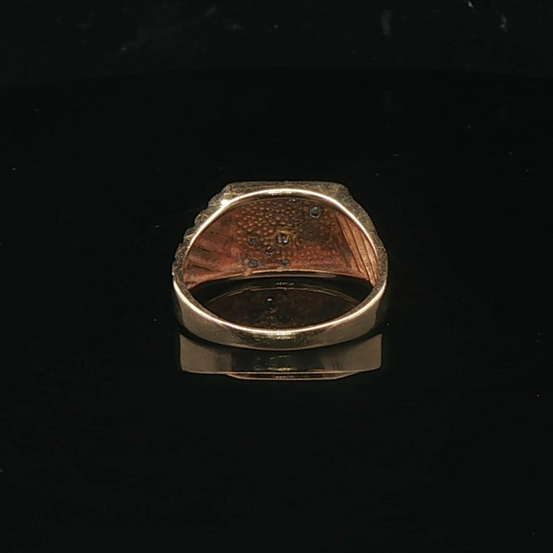 14k Yellow Gold and Diamond Men's Vintage "7" Signet Pinky Ring Size 9