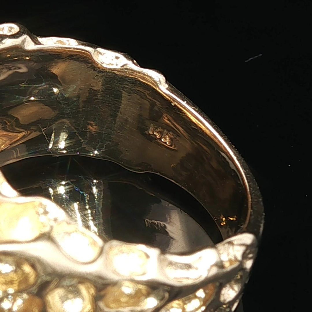 14k Yellow Gold and 0.50cttw Diamond 13.6g Heavy Nugget Ring Size 6